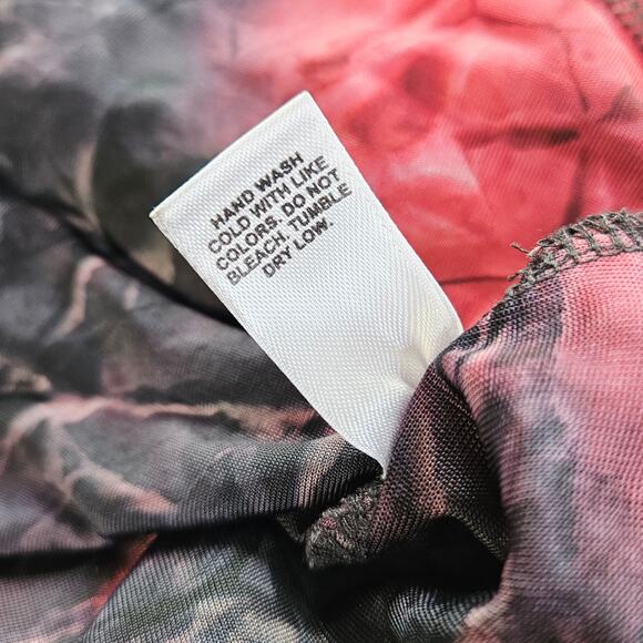 Cato Floral Red Black Burnout Top Sz Large Sheer Gothic Romantic Stretch Blouse - Picture 11 of 14